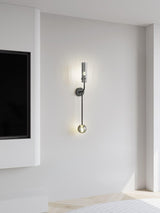 Modern Vertical LED Glass Tube Wall Sconce Brass Minimalist Indoor Lighting for Bedrooms