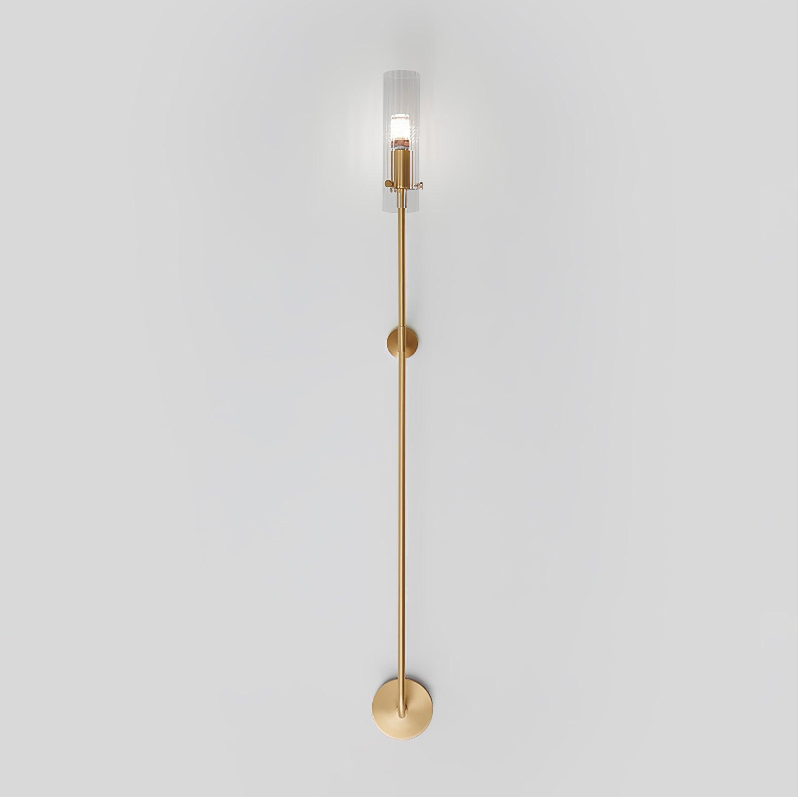 Modern Vertical LED Glass Tube Wall Sconce Brass Minimalist Indoor Lighting for Bedrooms