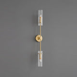 Modern Vertical LED Glass Tube Wall Sconce Brass Minimalist Indoor Lighting for Bedrooms