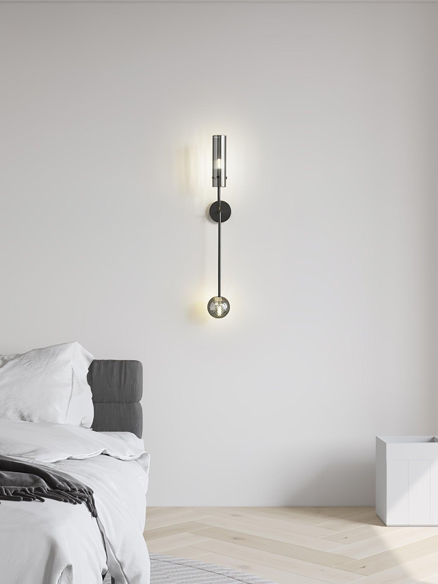 Modern Vertical LED Glass Tube Wall Sconce Brass Minimalist Indoor Lighting for Bedrooms
