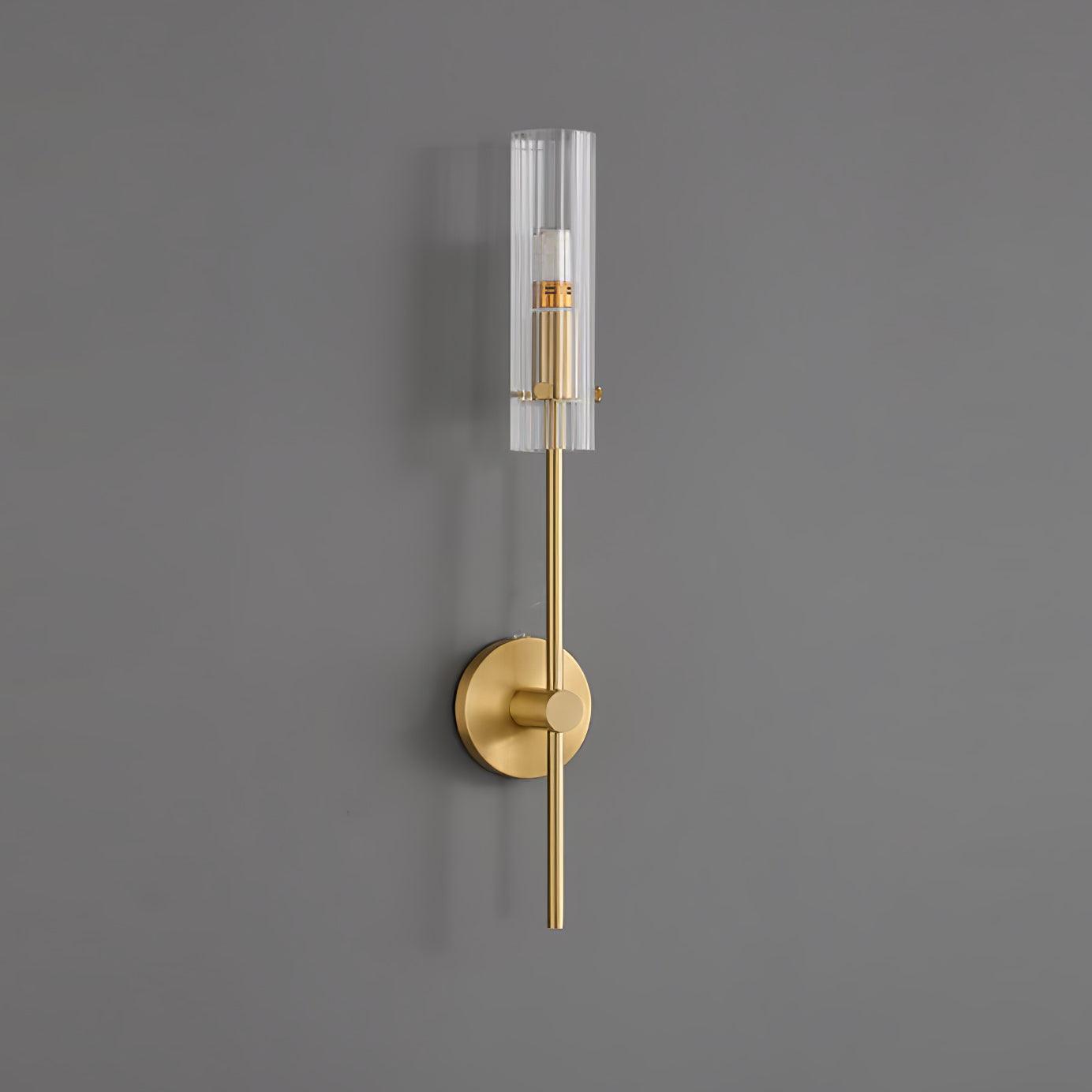 Modern Vertical LED Glass Tube Wall Sconce Brass Minimalist Indoor Lighting for Bedrooms
