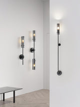 Modern Vertical LED Glass Tube Wall Sconce Brass Minimalist Indoor Lighting for Bedrooms