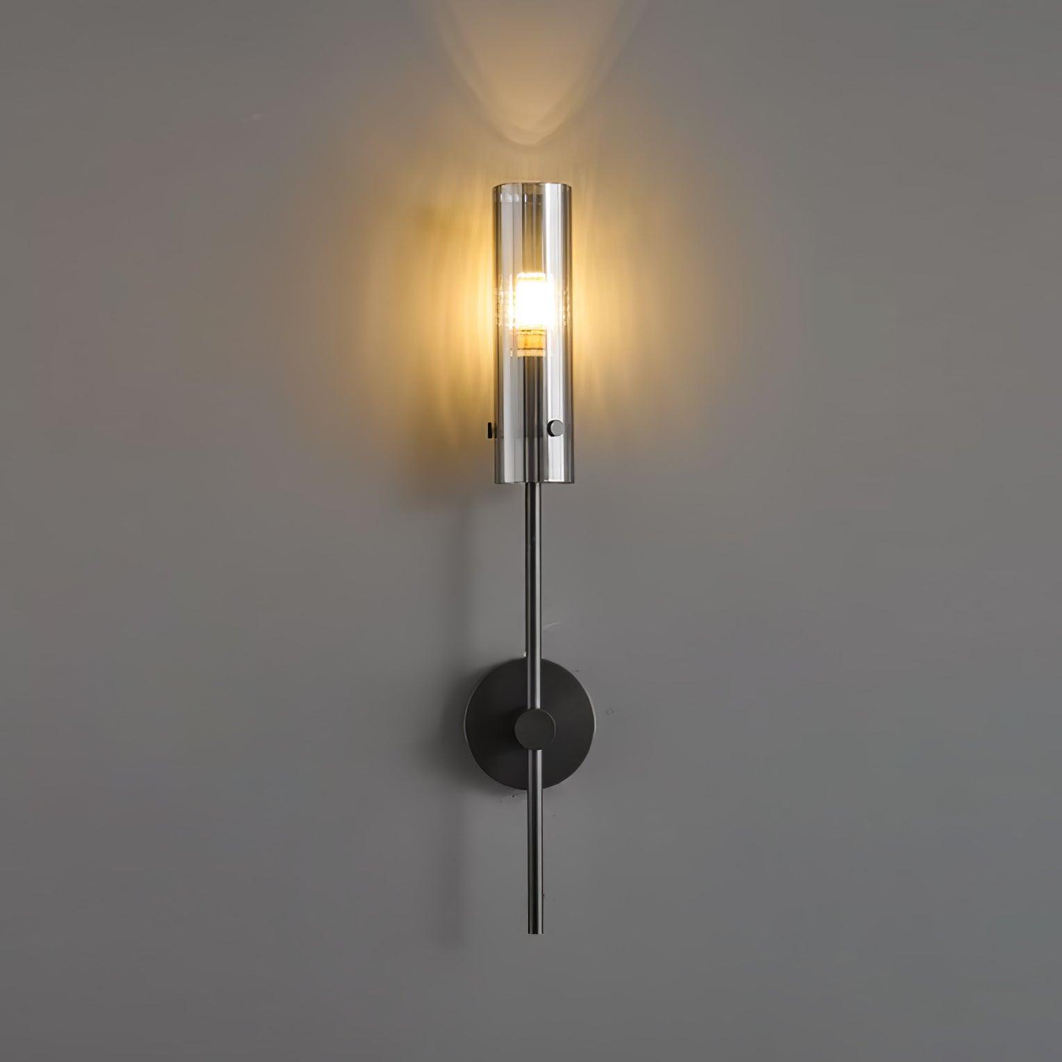 Modern Vertical LED Glass Tube Wall Sconce Brass Minimalist Indoor Lighting for Bedrooms