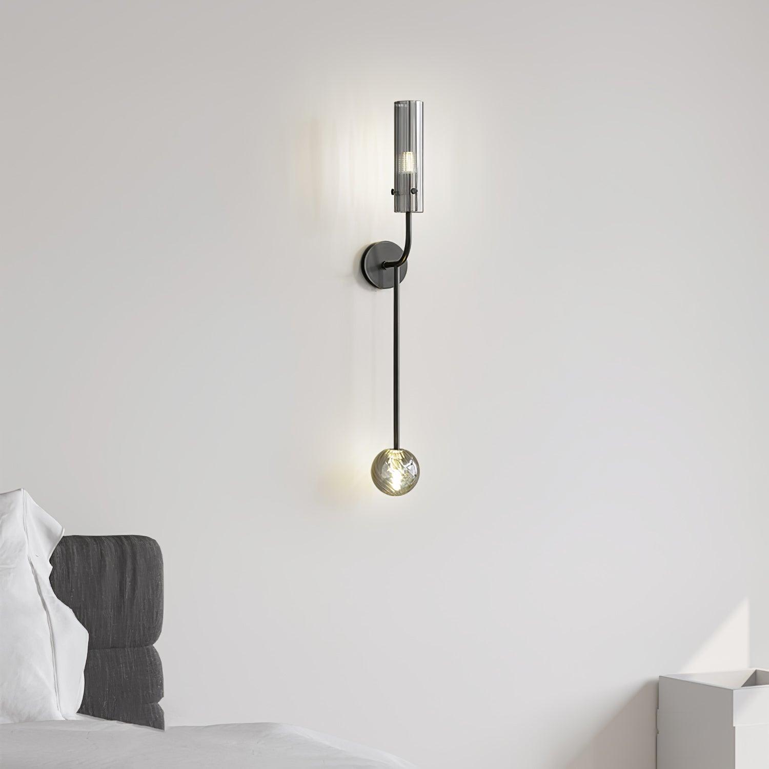 Modern Vertical LED Glass Tube Wall Sconce Brass Minimalist Indoor Lighting for Bedrooms