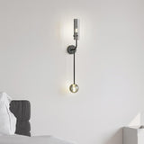 Modern Vertical LED Glass Tube Wall Sconce Brass Minimalist Indoor Lighting for Bedrooms