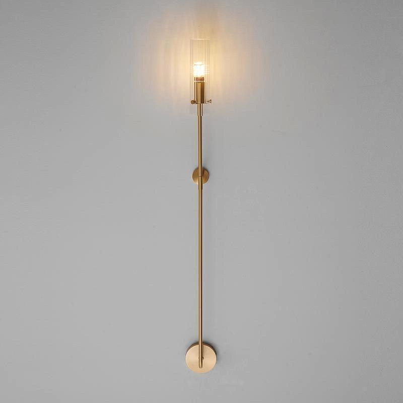 Modern Vertical LED Glass Tube Wall Sconce Brass Minimalist Indoor Lighting for Bedrooms