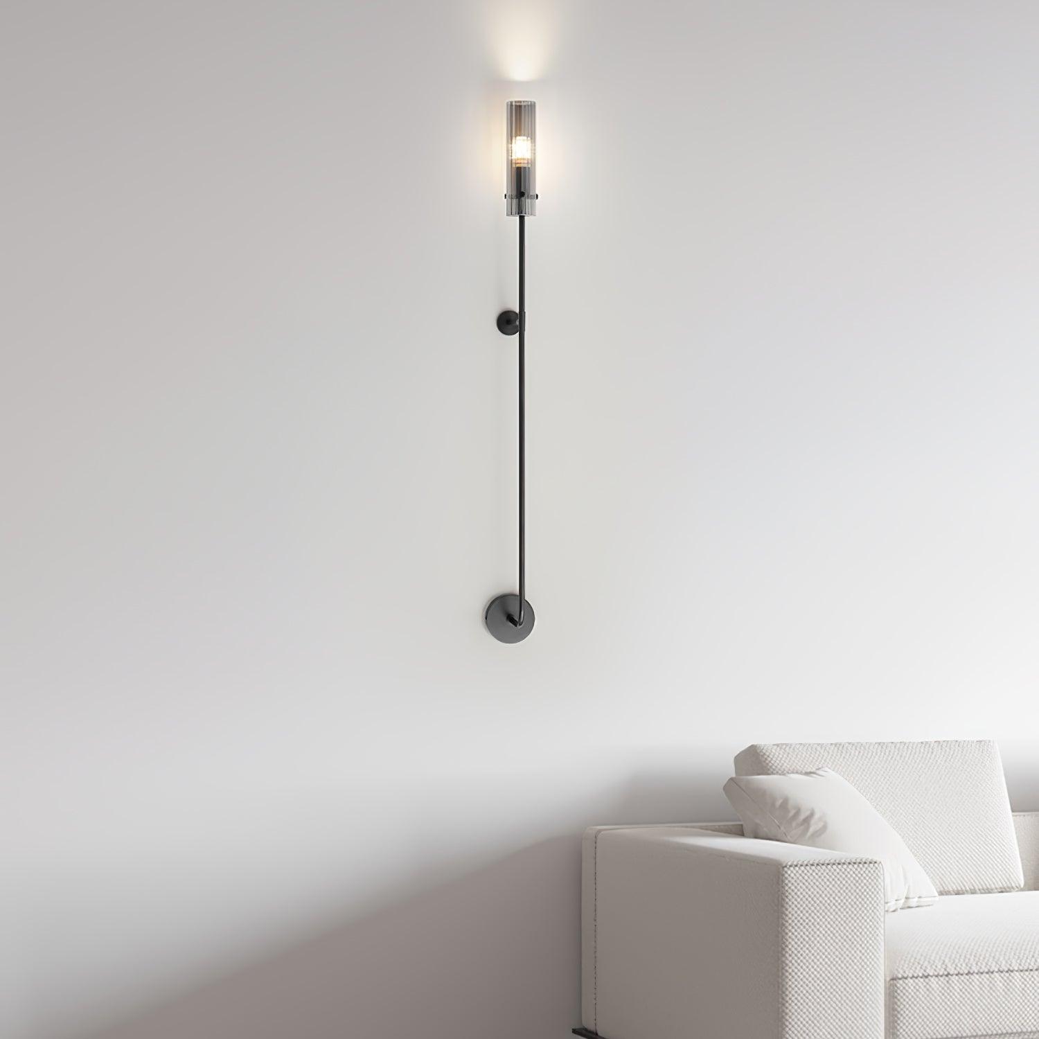 Modern Vertical LED Glass Tube Wall Sconce Brass Minimalist Indoor Lighting for Bedrooms