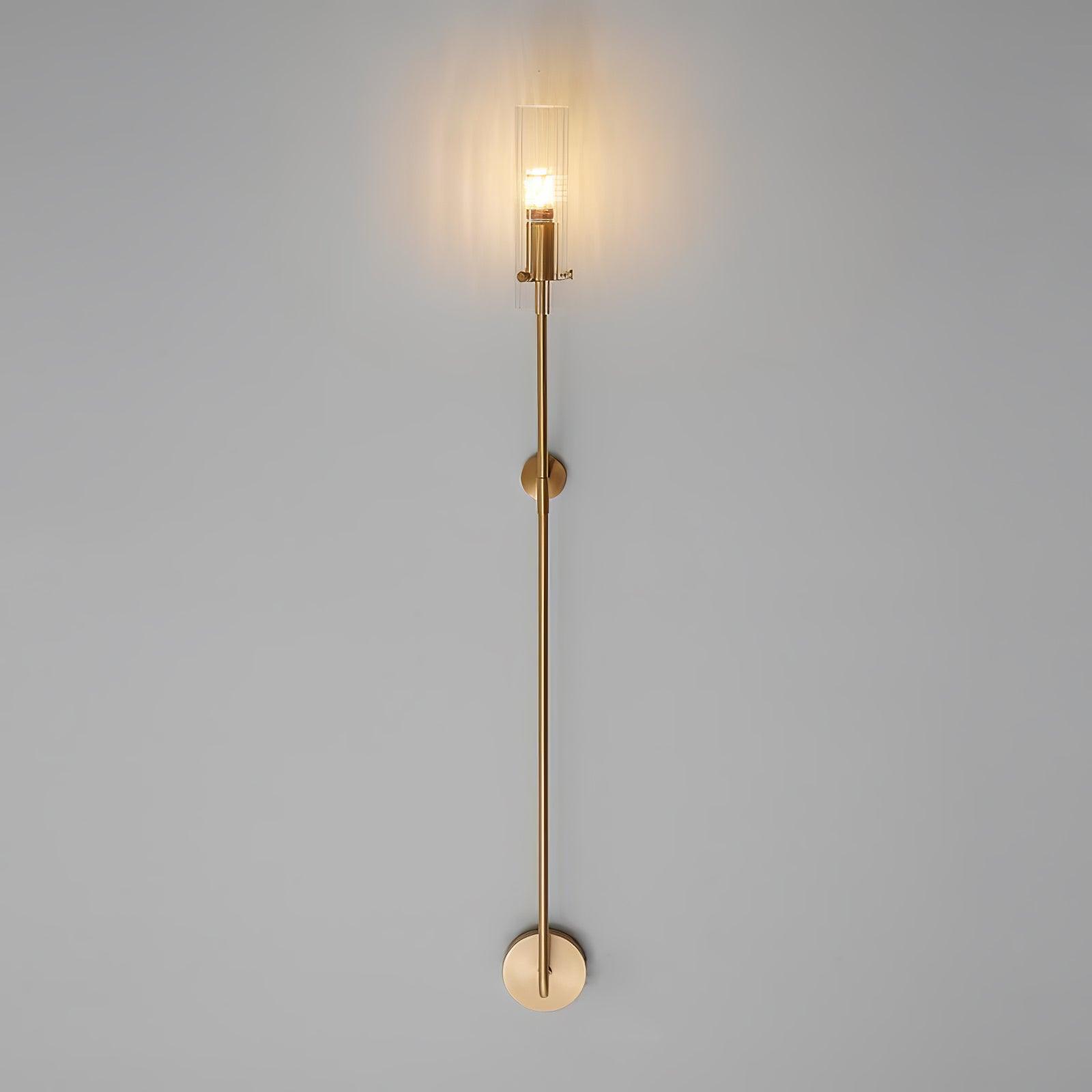 Modern Vertical LED Glass Tube Wall Sconce Brass Minimalist Indoor Lighting for Bedrooms