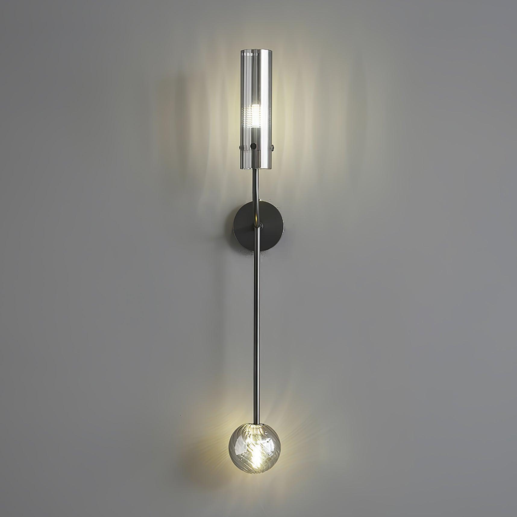 Modern Vertical LED Glass Tube Wall Sconce Brass Minimalist Indoor Lighting for Bedrooms