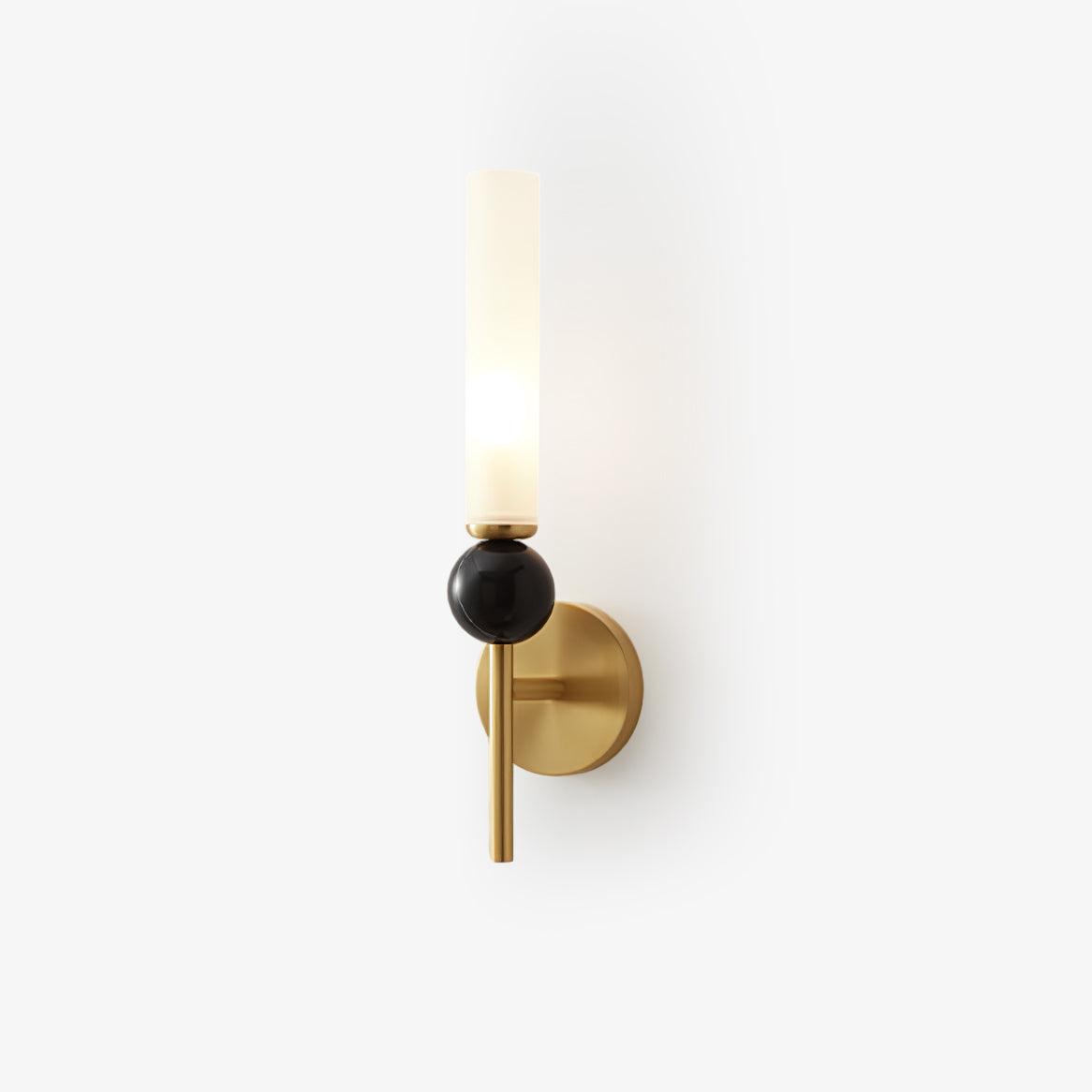 Modern Vertical Marble Wall Sconce with Solid Brass Arm and Acrylic Diffuser