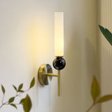 Modern Vertical Marble Wall Sconce with Solid Brass Arm and Acrylic Diffuser