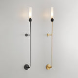 Modern Vertical Marble Wall Sconce with Solid Brass Arm and Acrylic Diffuser