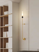 Modern Vertical Marble Wall Sconce with Solid Brass Arm and Acrylic Diffuser