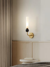 Modern Vertical Marble Wall Sconce with Solid Brass Arm and Acrylic Diffuser