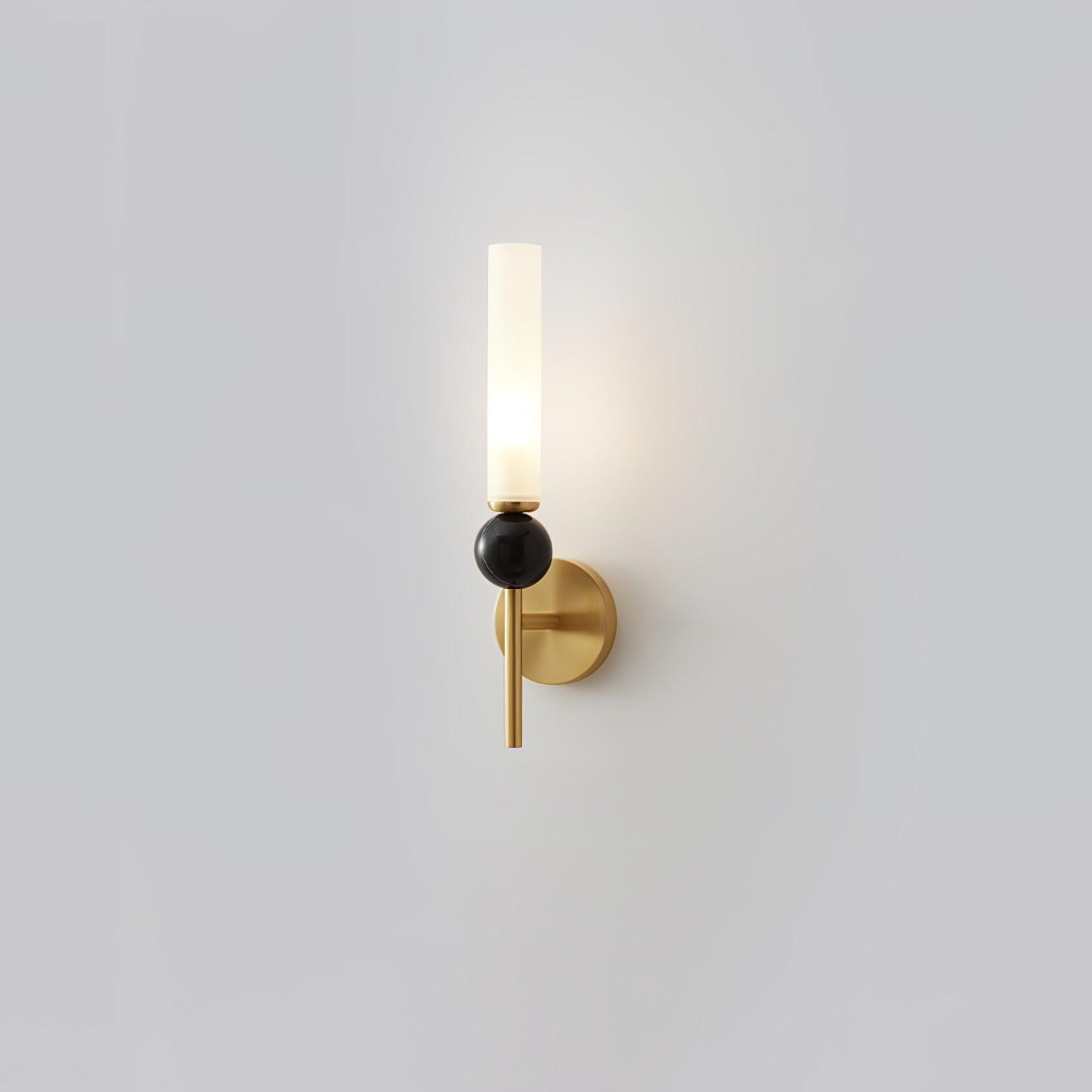Modern Vertical Marble Wall Sconce with Solid Brass Arm and Acrylic Diffuser