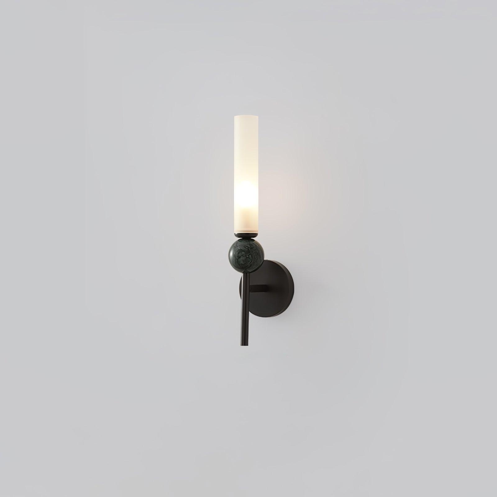 Modern Vertical Marble Wall Sconce with Solid Brass Arm and Acrylic Diffuser