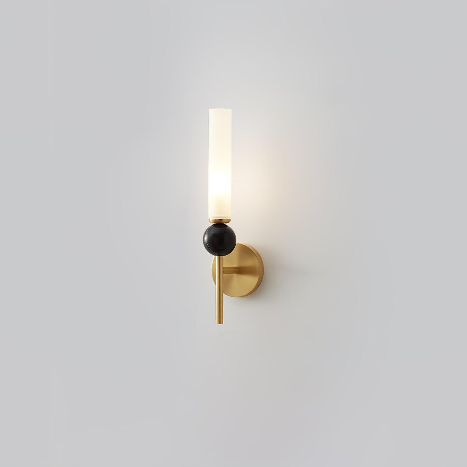 Modern Vertical Marble Wall Sconce with Solid Brass Arm and Acrylic Diffuser