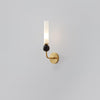Modern Vertical Marble Wall Sconce with Solid Brass Arm and Acrylic Diffuser