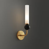 Modern Vertical Marble Wall Sconce with Solid Brass Arm and Acrylic Diffuser