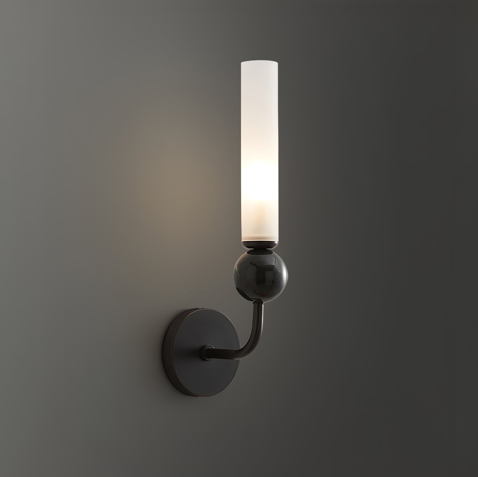 Modern Vertical Marble Wall Sconce with Solid Brass Arm and Acrylic Diffuser