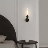 Modern Vertical Marble Wall Sconce with Solid Brass Arm and Acrylic Diffuser
