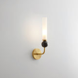 Modern Vertical Marble Wall Sconce with Solid Brass Arm and Acrylic Diffuser