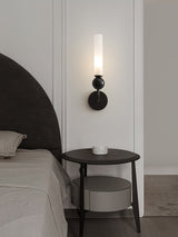 Modern Vertical Marble Wall Sconce with Solid Brass Arm and Acrylic Diffuser