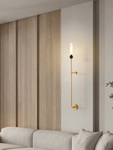 Modern Vertical Marble Wall Sconce with Solid Brass Arm and Acrylic Diffuser