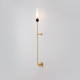 Modern Vertical Marble Wall Sconce with Solid Brass Arm and Acrylic Diffuser