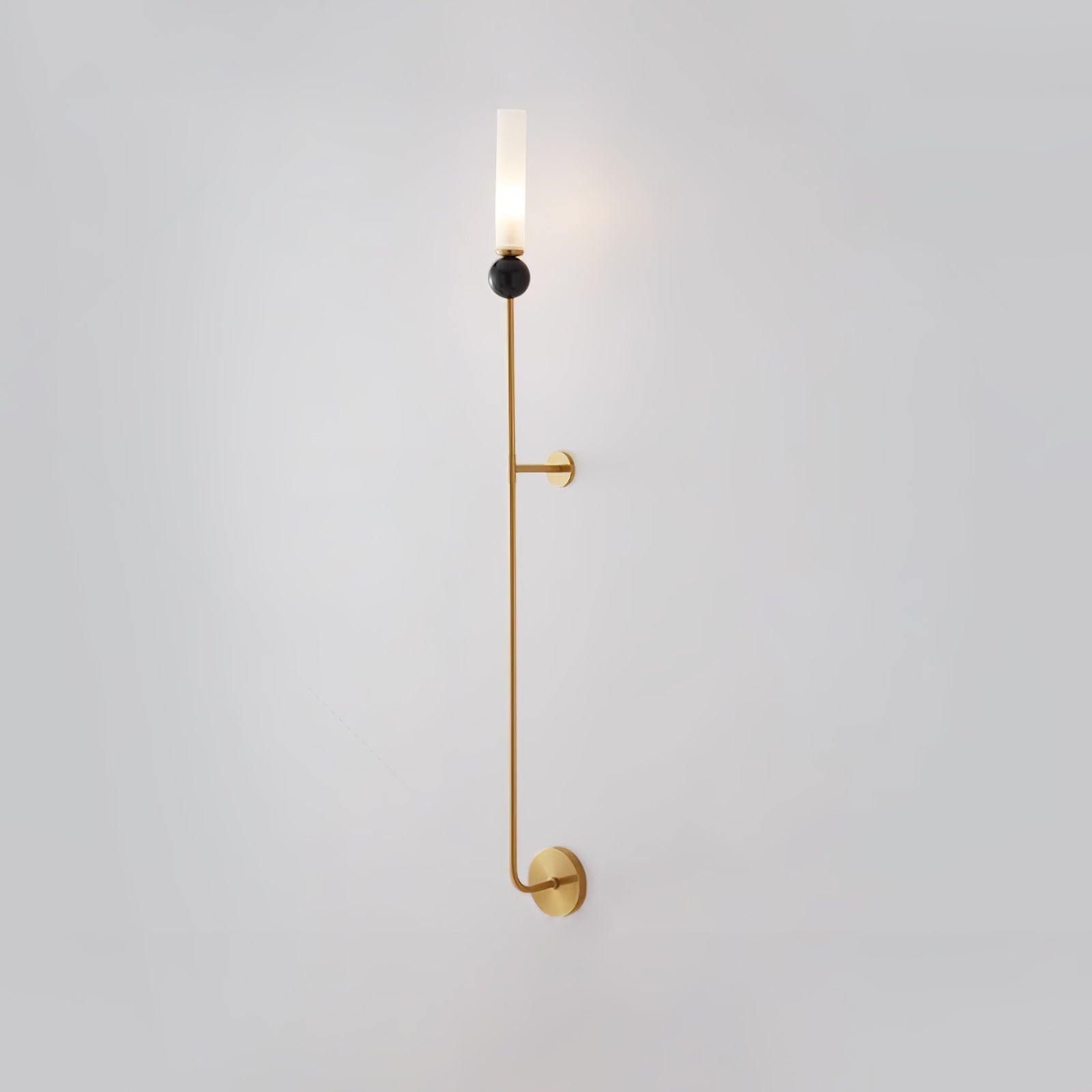 Modern Vertical Marble Wall Sconce with Solid Brass Arm and Acrylic Diffuser