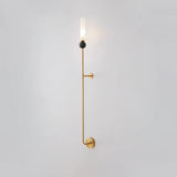 Modern Vertical Marble Wall Sconce with Solid Brass Arm and Acrylic Diffuser