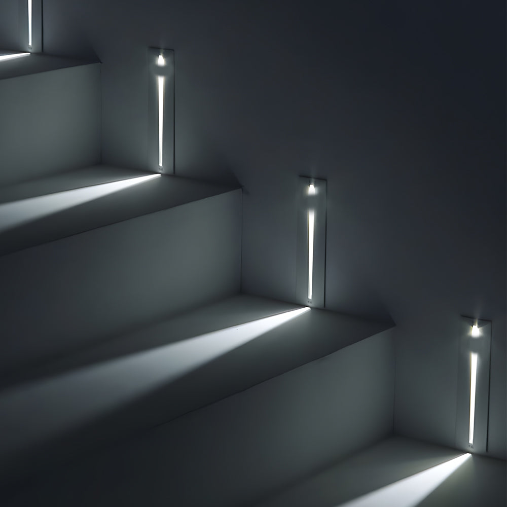 Modern Vertical Motion Sensor LED Stair Light Recessed Wall Mount Step Lighting for Indoor and Outdoor Areas