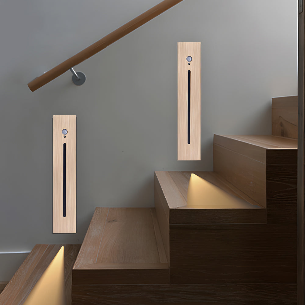 Modern Vertical Motion Sensor LED Stair Light Recessed Wall Mount Step Lighting for Indoor and Outdoor Areas
