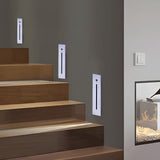 Modern Vertical Motion Sensor LED Stair Light Recessed Wall Mount Step Lighting for Indoor and Outdoor Areas