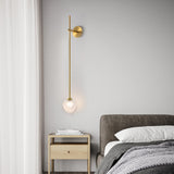 Modern Vertical Slender Arm Wall Sconce with Bubble Glass Globe for Bedroom Living Room