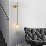 Modern Vertical Slender Arm Wall Sconce with Bubble Glass Globe for Bedroom Living Room