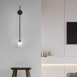 Modern Vertical Slender Arm Wall Sconce with Bubble Glass Globe for Bedroom Living Room