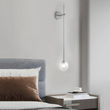 Modern Vertical Slender Arm Wall Sconce with Bubble Glass Globe for Bedroom Living Room