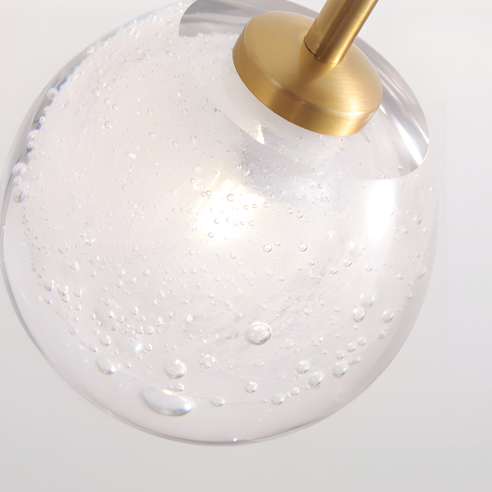 Modern Vertical Slender Arm Wall Sconce with Bubble Glass Globe for Bedroom Living Room