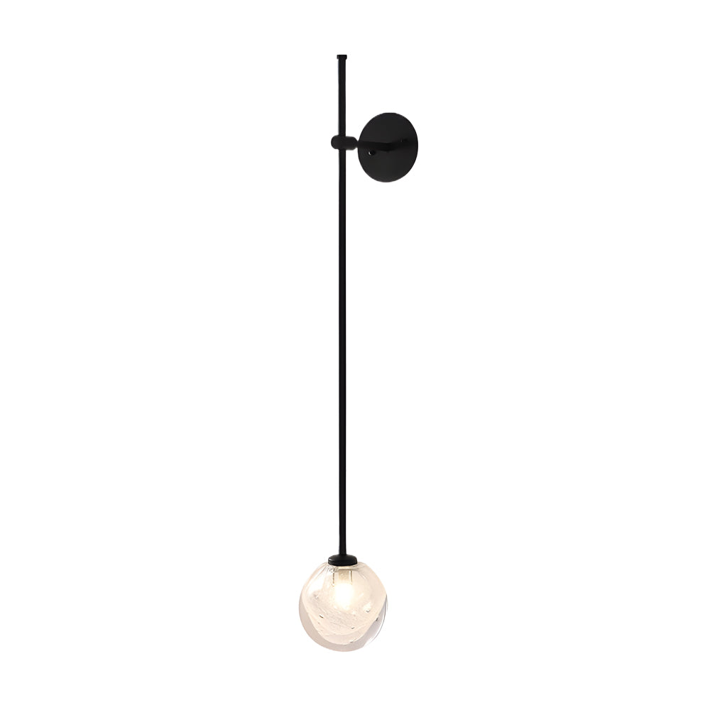 Modern Vertical Slender Arm Wall Sconce with Bubble Glass Globe for Bedroom Living Room