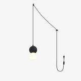 Modern Volcanic Stone and Glass Globe Pendant Light Plug In Swag Lamp