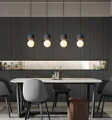 Modern Volcanic Stone and Glass Globe Pendant Light Plug In Swag Lamp