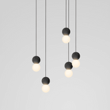 Modern Volcanic Stone and Glass Globe Pendant Light Plug In Swag Lamp