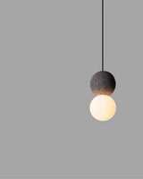 Modern Volcanic Stone and Glass Globe Pendant Light Plug In Swag Lamp