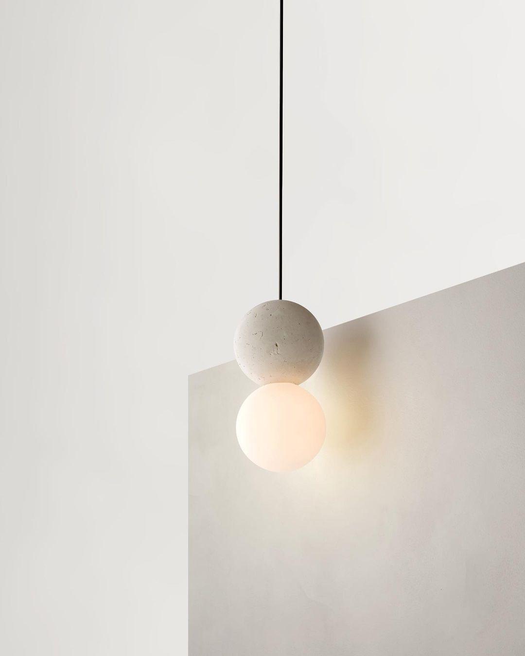 Modern Volcanic Stone and Glass Globe Pendant Light Plug In Swag Lamp
