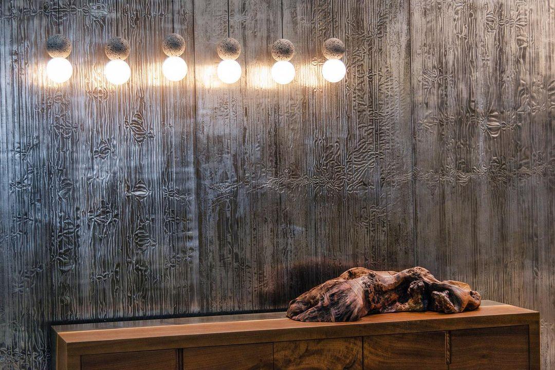 Modern Volcanic Stone and Glass Globe Pendant Light Plug In Swag Lamp
