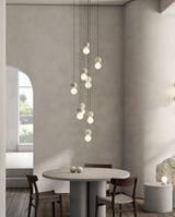Modern Volcanic Stone and Glass Globe Pendant Light Plug In Swag Lamp