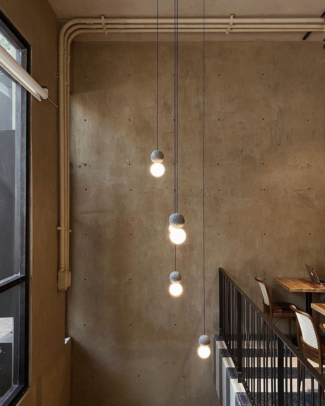 Modern Volcanic Stone and Glass Globe Pendant Light Plug In Swag Lamp