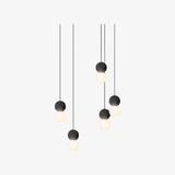 Modern Volcanic Stone and Glass Globe Pendant Light Plug In Swag Lamp