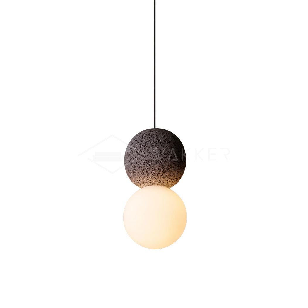 Modern Volcanic Stone and Glass Globe Pendant Light Plug In Swag Lamp
